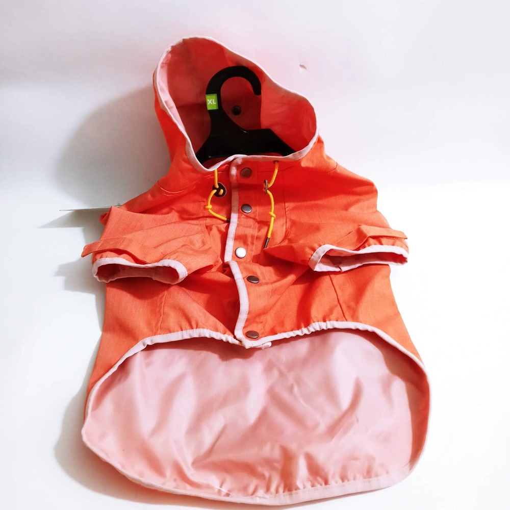 Youly Dog Orange Rain Jacket Hooded Size XL Dog New (su1)